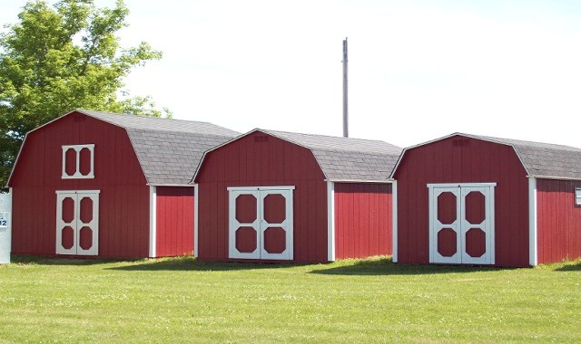 Three Red Sheds